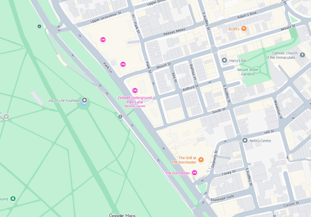 Zedwell Underground Park Lane Maps